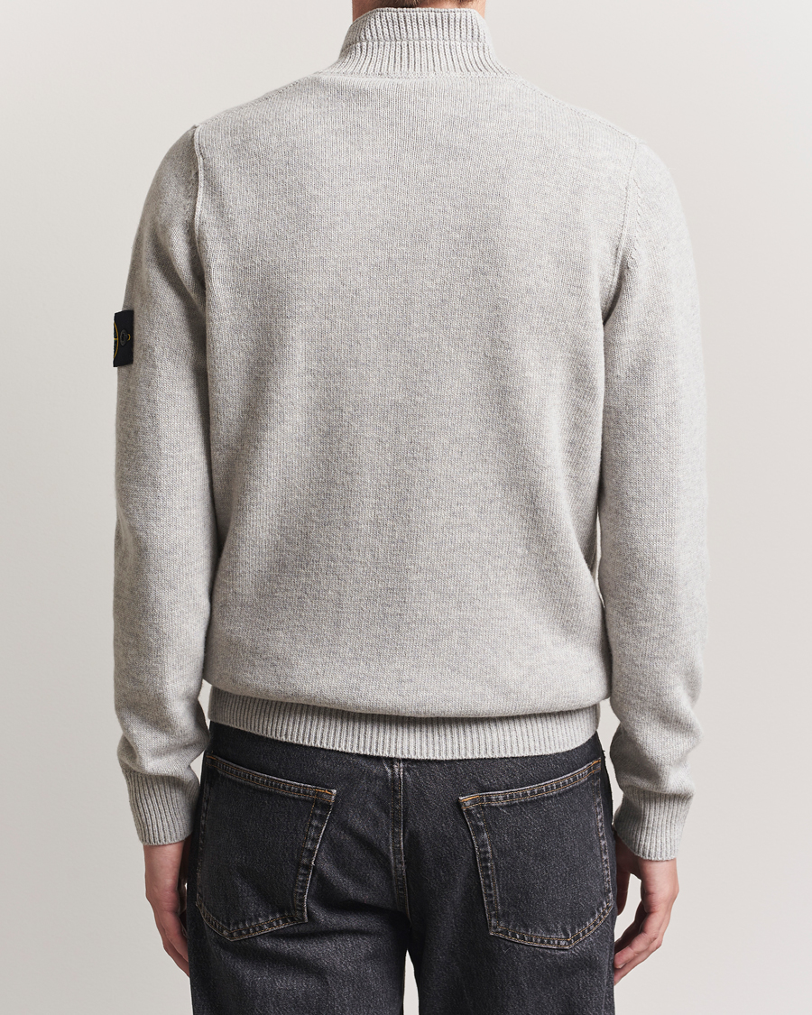 Herren | Pullover | Stone Island | Knitted Lambswool Half Button Zip Grey Melange