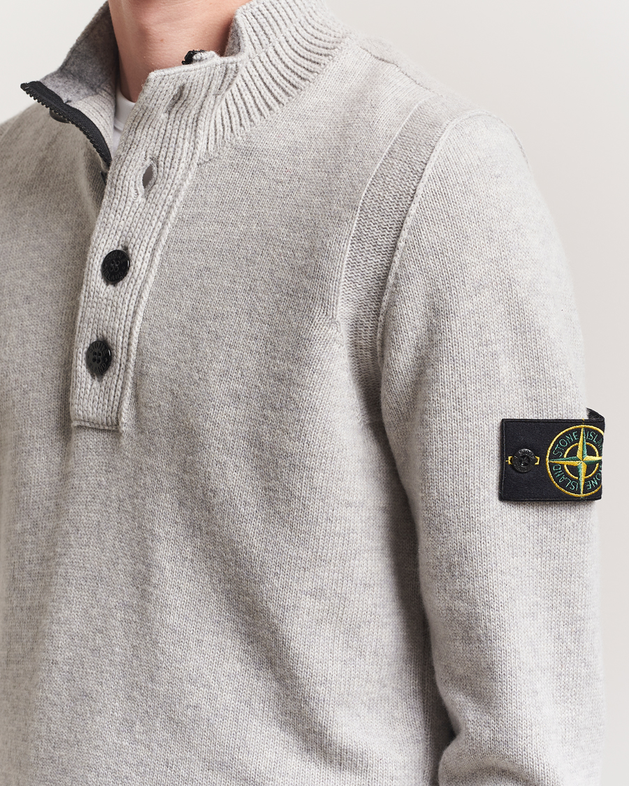 Herren | Pullover | Stone Island | Knitted Lambswool Half Button Zip Grey Melange