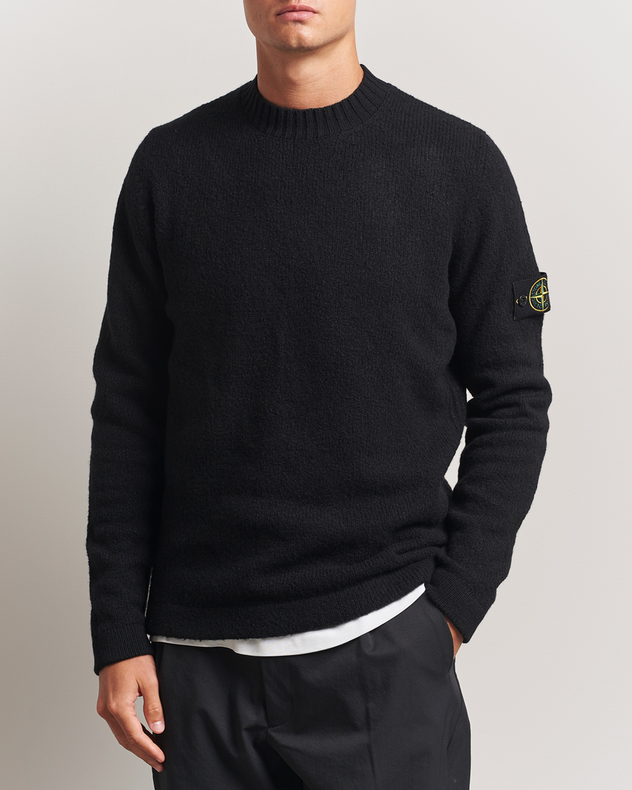 Herren | Pullover | Stone Island | Brushed Knitted Wool Crew Neck Black