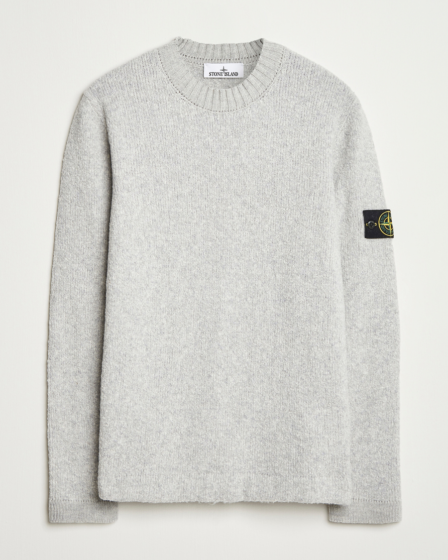 Herren | Pullover | Stone Island | Brushed Knitted Wool Crew Neck Grey Melange