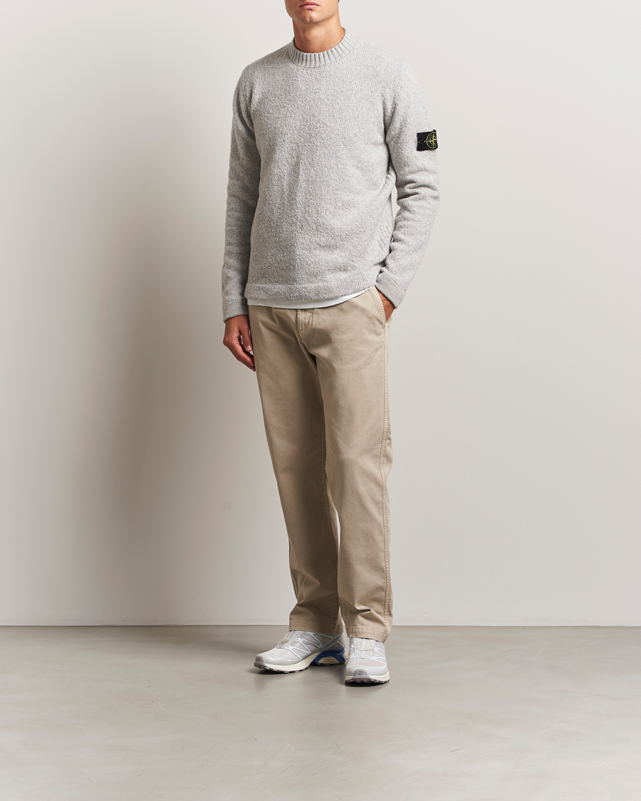 Herren | Pullover | Stone Island | Brushed Knitted Wool Crew Neck Grey Melange