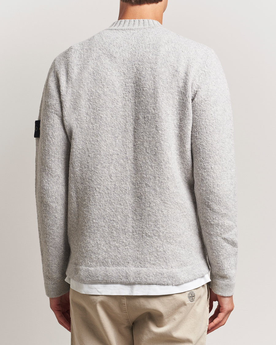 Herren | Pullover | Stone Island | Brushed Knitted Wool Crew Neck Grey Melange