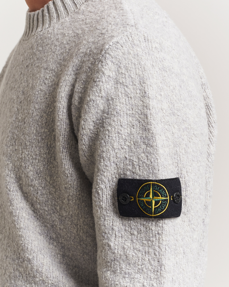 Herren | Pullover | Stone Island | Brushed Knitted Wool Crew Neck Grey Melange