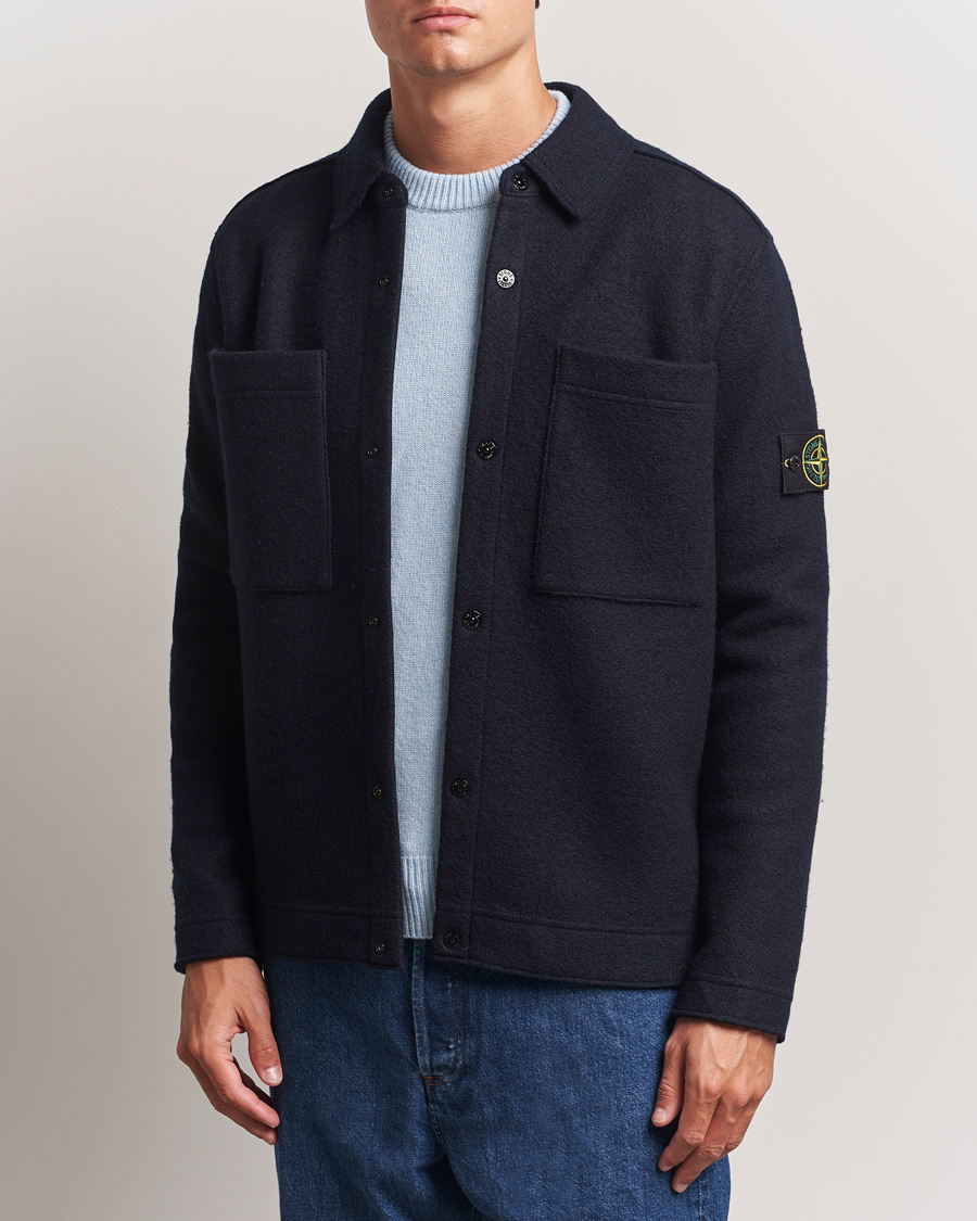 Herren | Hemden | Stone Island | Felted Wool Overshirt Navy