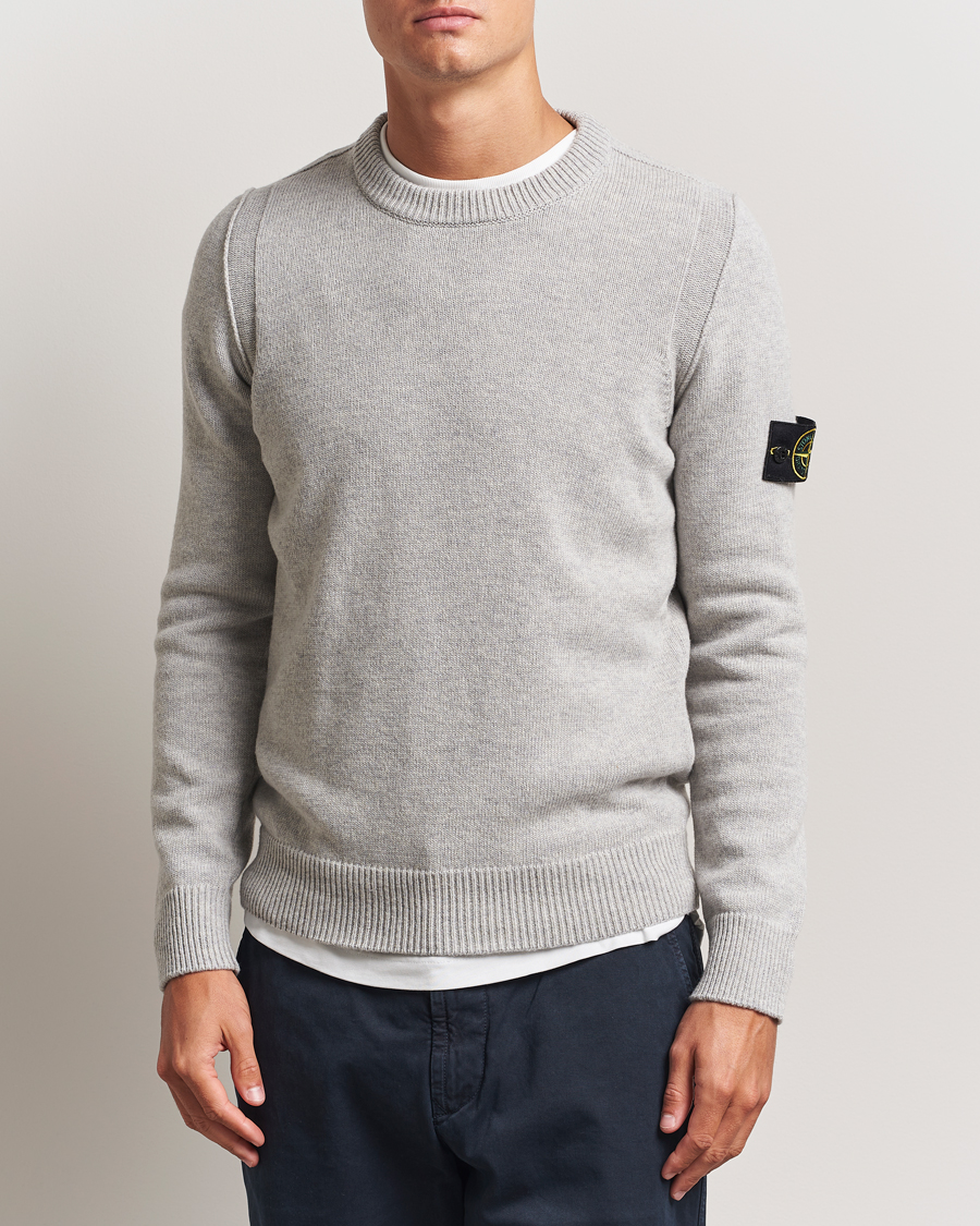 Herren | Pullover | Stone Island | Knitted Lambswool Crew Neck Grey Melange