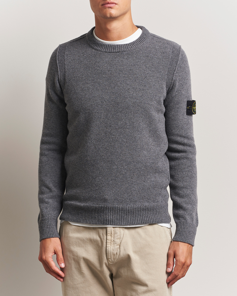 Herren | Pullover | Stone Island | Knitted Lambswool Crew Neck Cement Melange