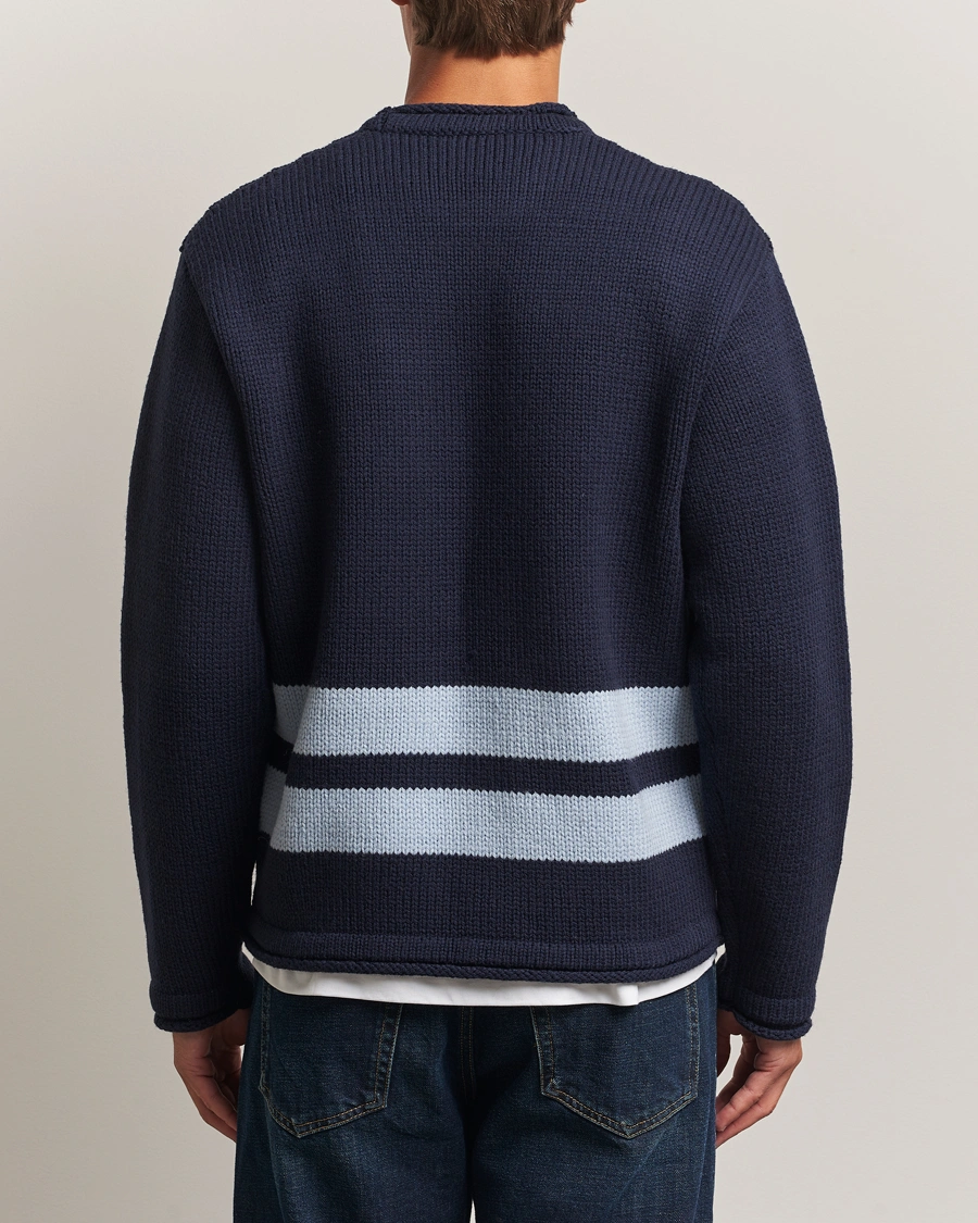 Herren | Pullover | Stone Island | Marina Knitted Wool Contrast Crew Neck Navy