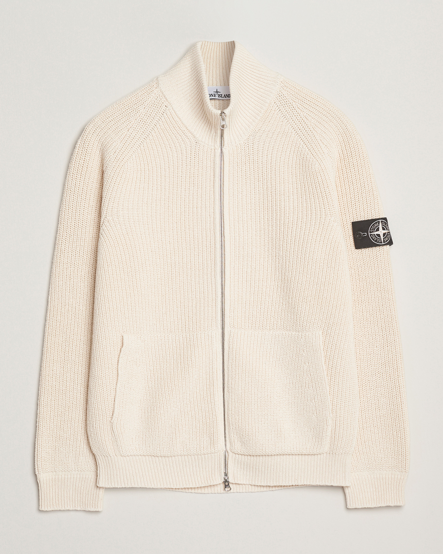 Herren | Pullover | Stone Island | RAW Cotton Popcorn Stitch Full Zip Ivory