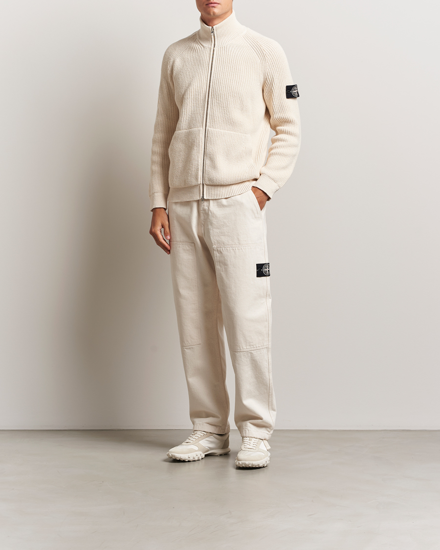 Herren | Pullover | Stone Island | RAW Cotton Popcorn Stitch Full Zip Ivory