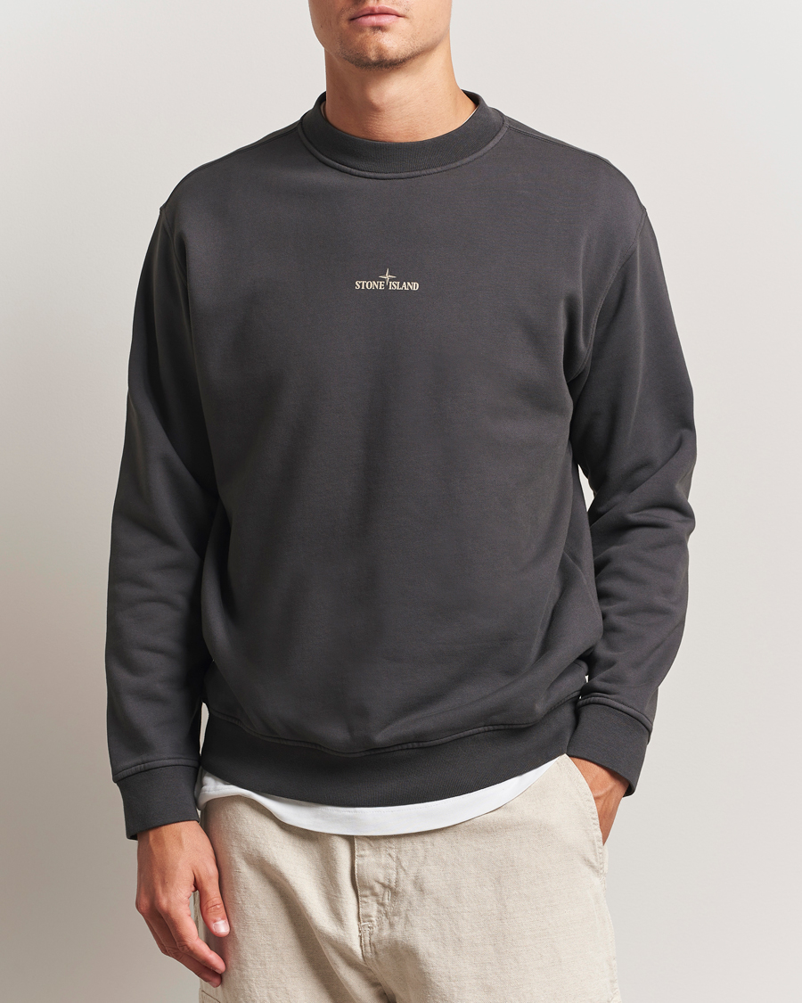 Herren | Pullover | Stone Island | Cotton Fleece Backprint Sweatshirt Lead Grey