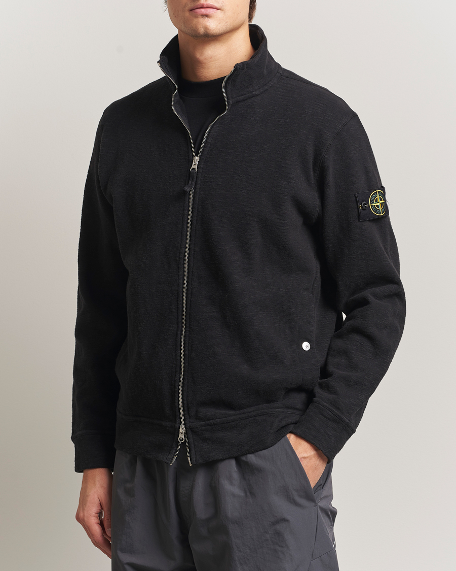 Herren | Pullover | Stone Island | Vanisé Brushed Heavy Cotton Full Zip Black