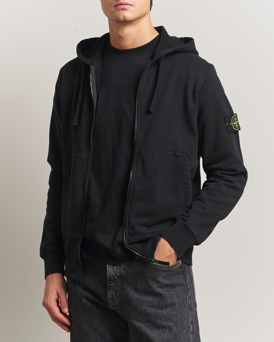 Herren | Pullover | Stone Island | Garment Dyed Fleece Full-Zip Hood Black