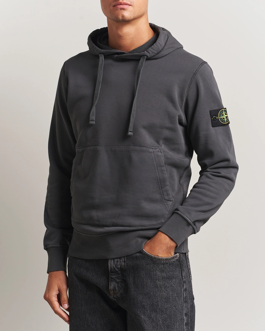 Herren | Pullover | Stone Island | Garment Dyed Fleece Hood Lead Grey