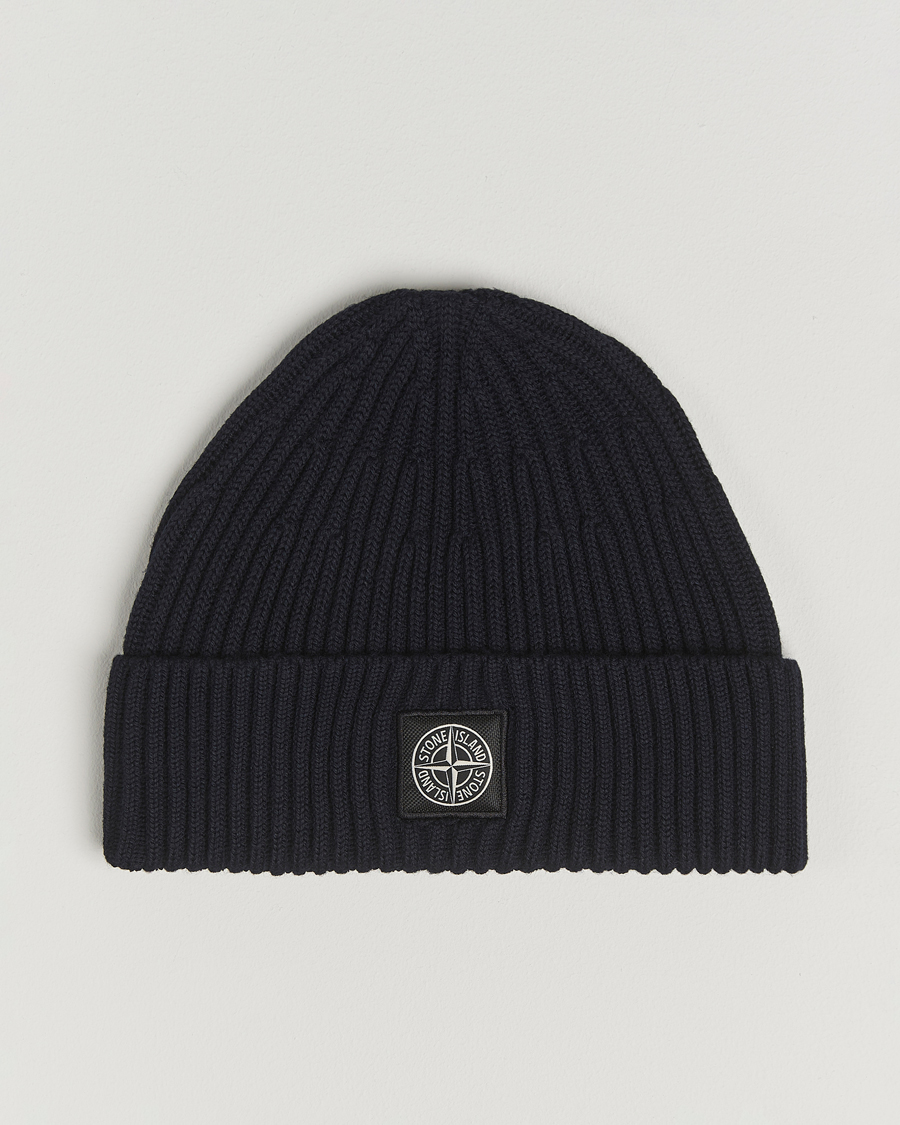 Herren | Stone Island Full Rib Wool Hat Navy Blue | Stone Island | Full Rib Wool Hat Navy Blue