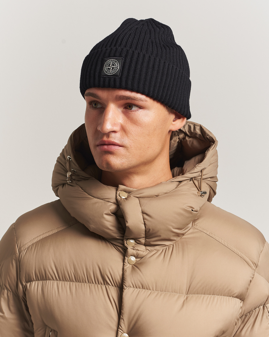 Herren | Mützen | Stone Island | Full Rib Wool Beanie Black