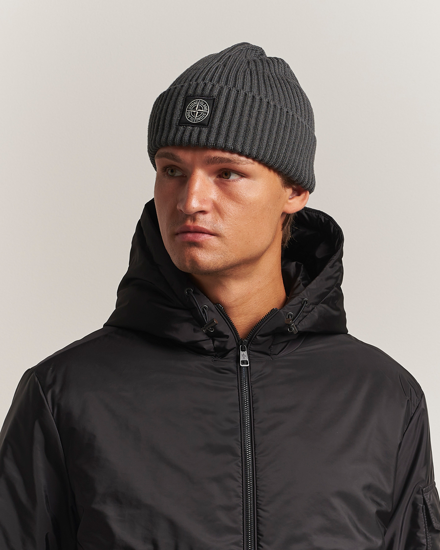 Herren | Mützen | Stone Island | Full Rib Wool Beanie Lead Grey