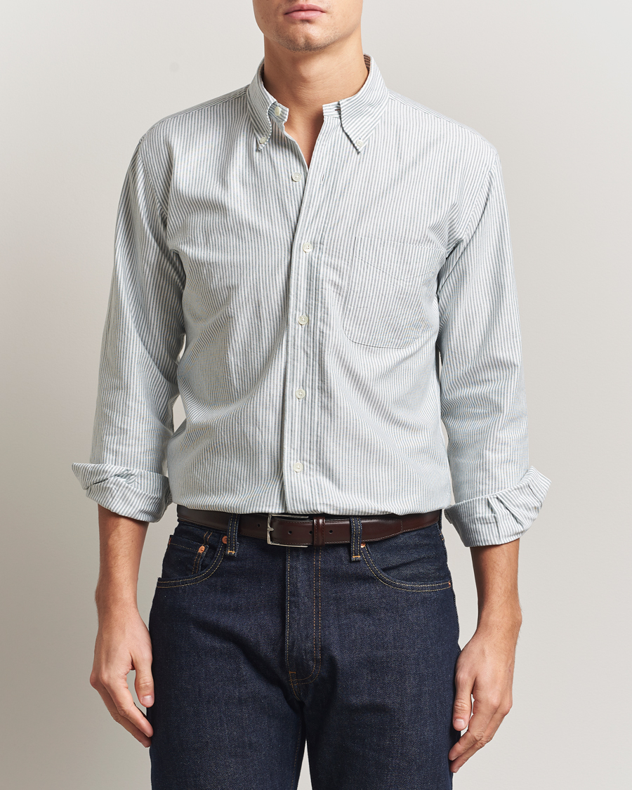 Herren | Hemden | Kamakura Shirts | Vintage Ivy Oxford Button Down Shirt Green Stripe