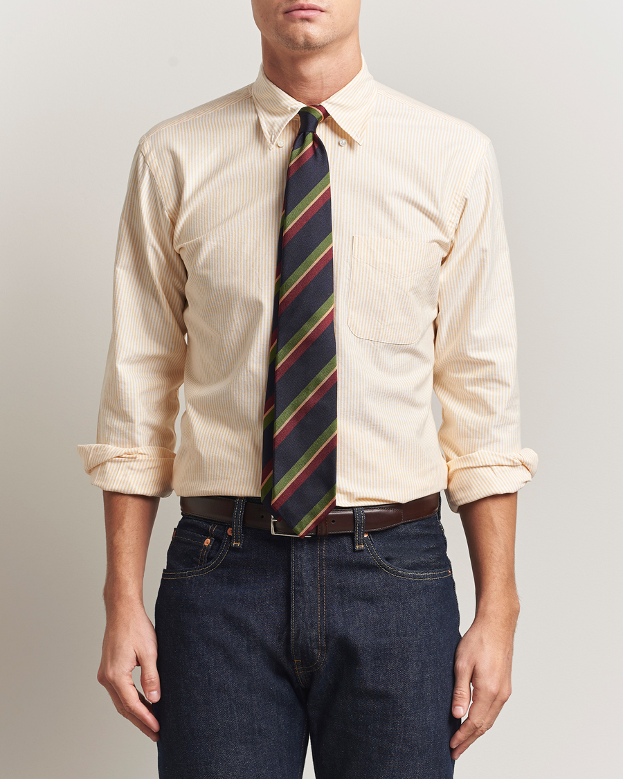 Herren | Hemden | Kamakura Shirts | Vintage Ivy Oxford Button Down Shirt Yellow Stripe