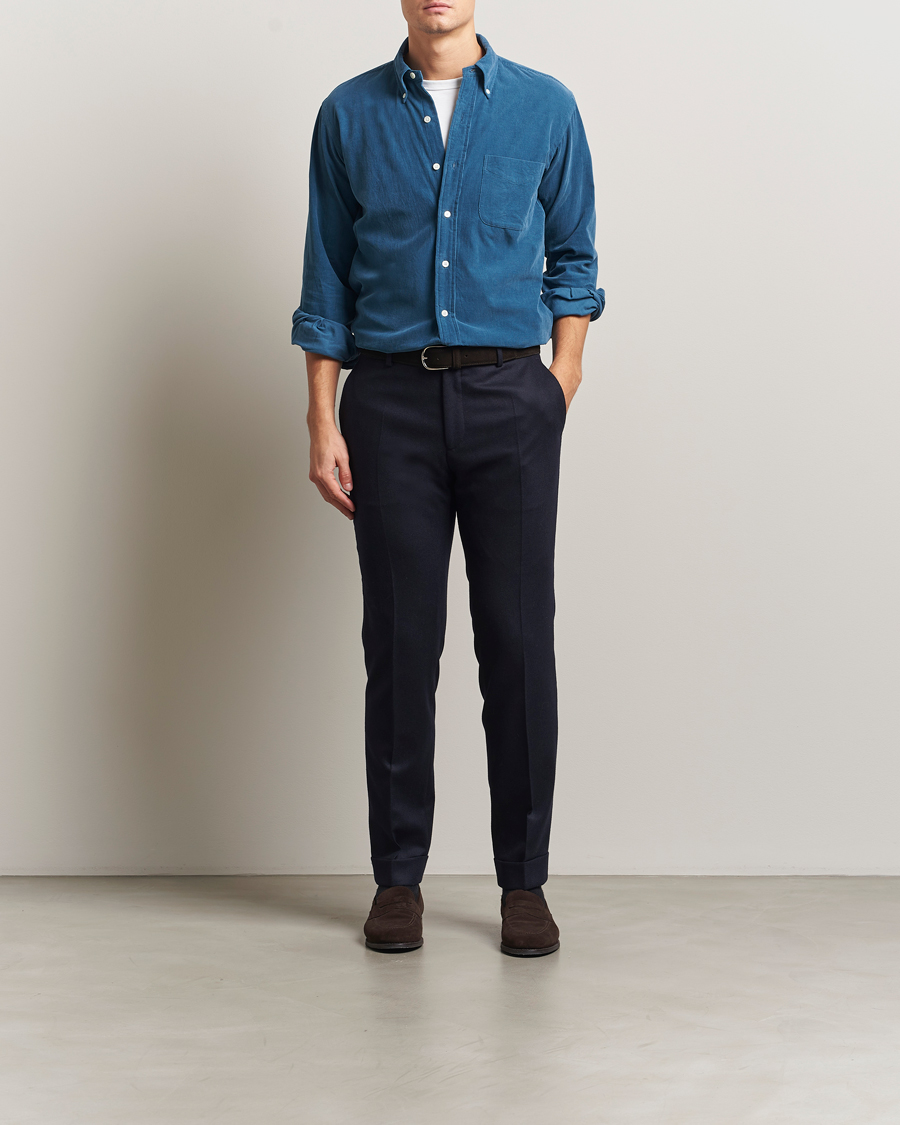 Herren | Hemden | Kamakura Shirts | Vintage Ivy Needle Cord Shirt Smoke Blue