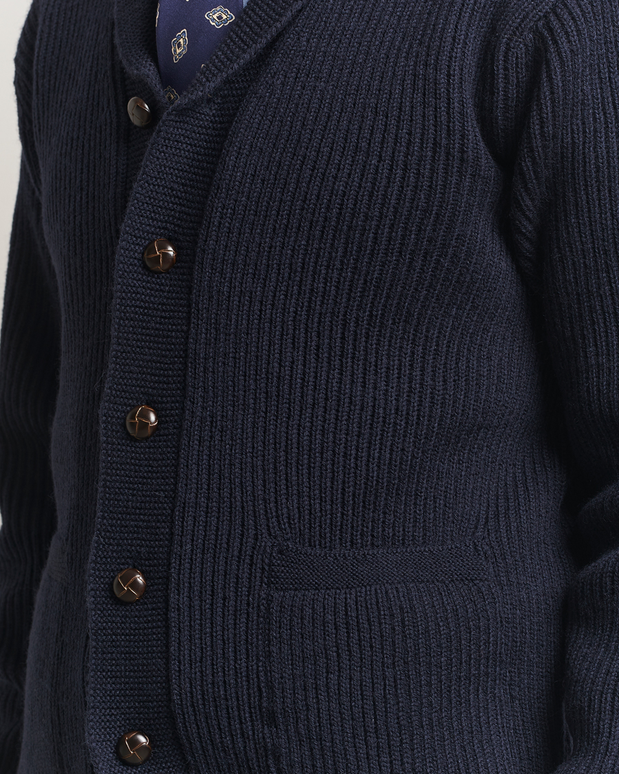 Herren | Pullover | Kamakura Shirts | McQueen Shawl Collar Cardigan Navy