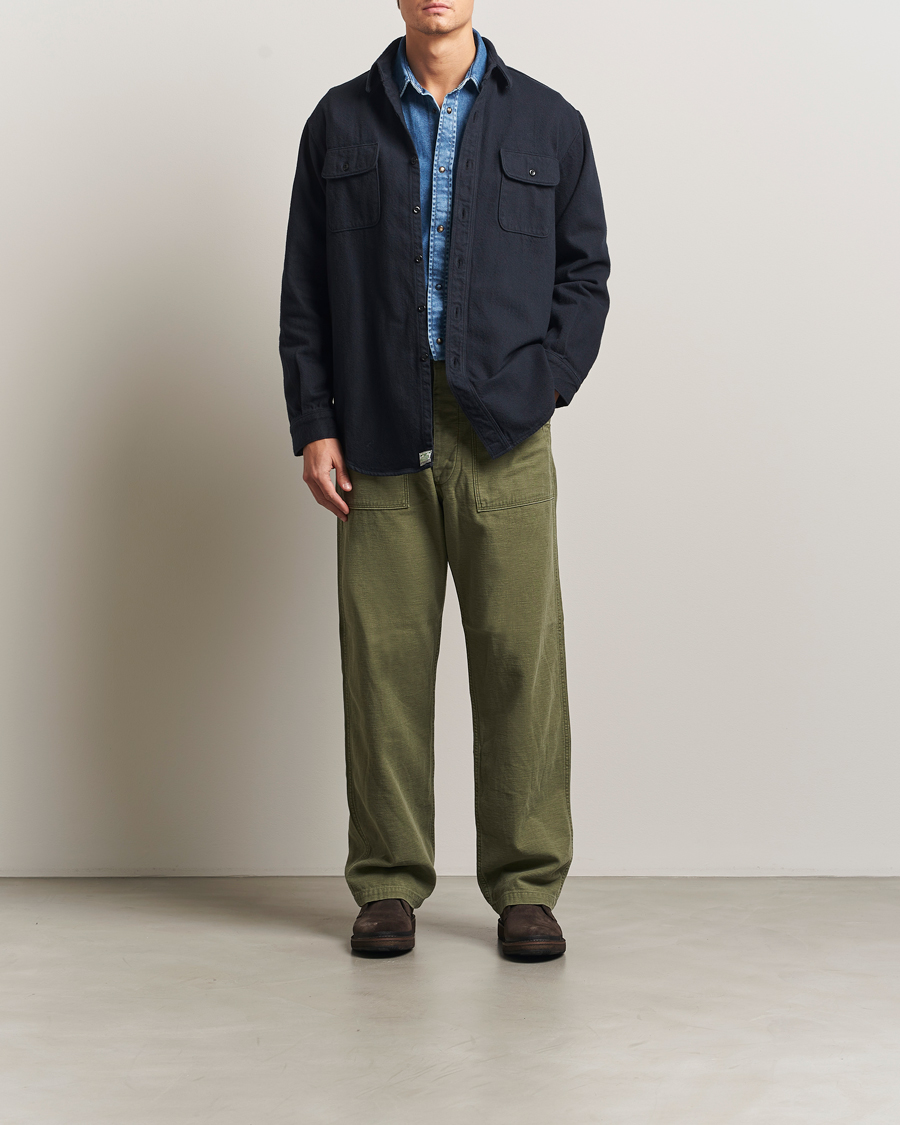 Herren | Hemden | orSlow | Brushed Flannel Overshirt Navy