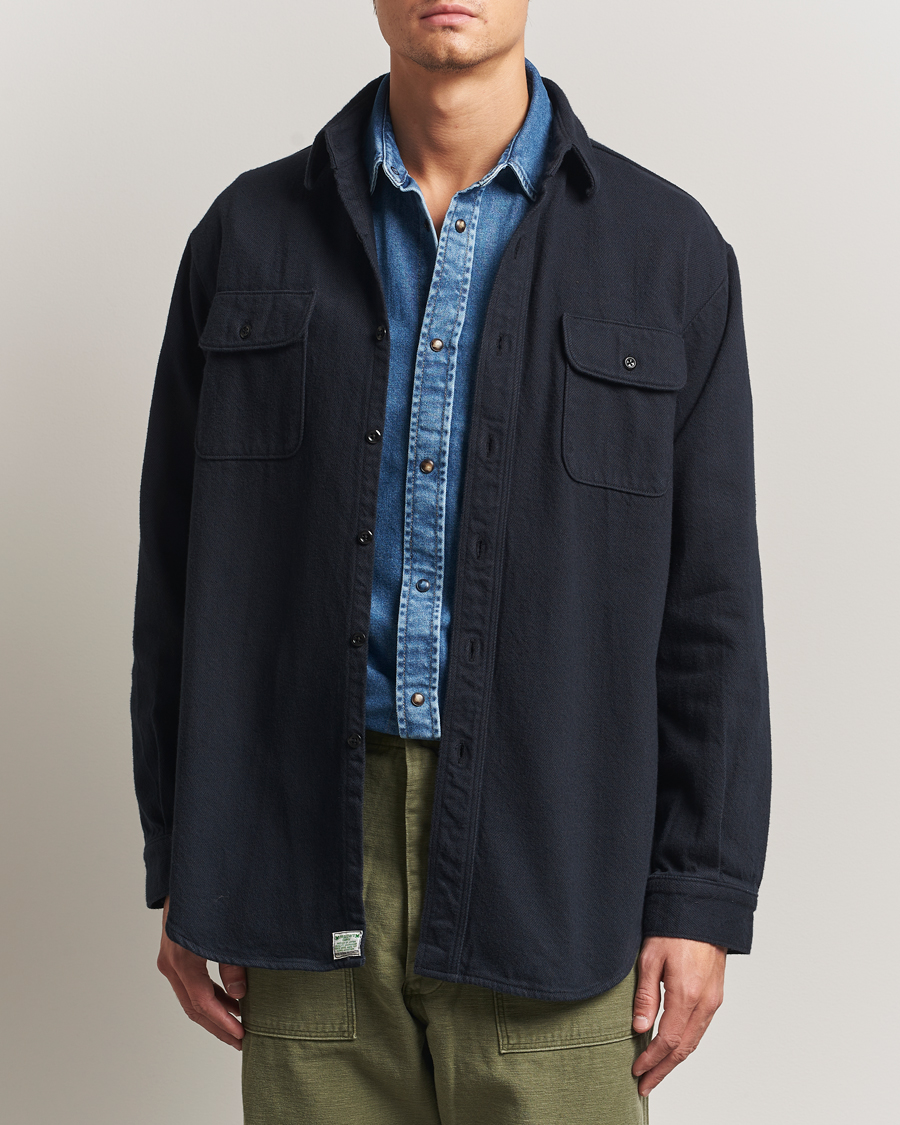 Herren | Hemden | orSlow | Brushed Flannel Overshirt Navy