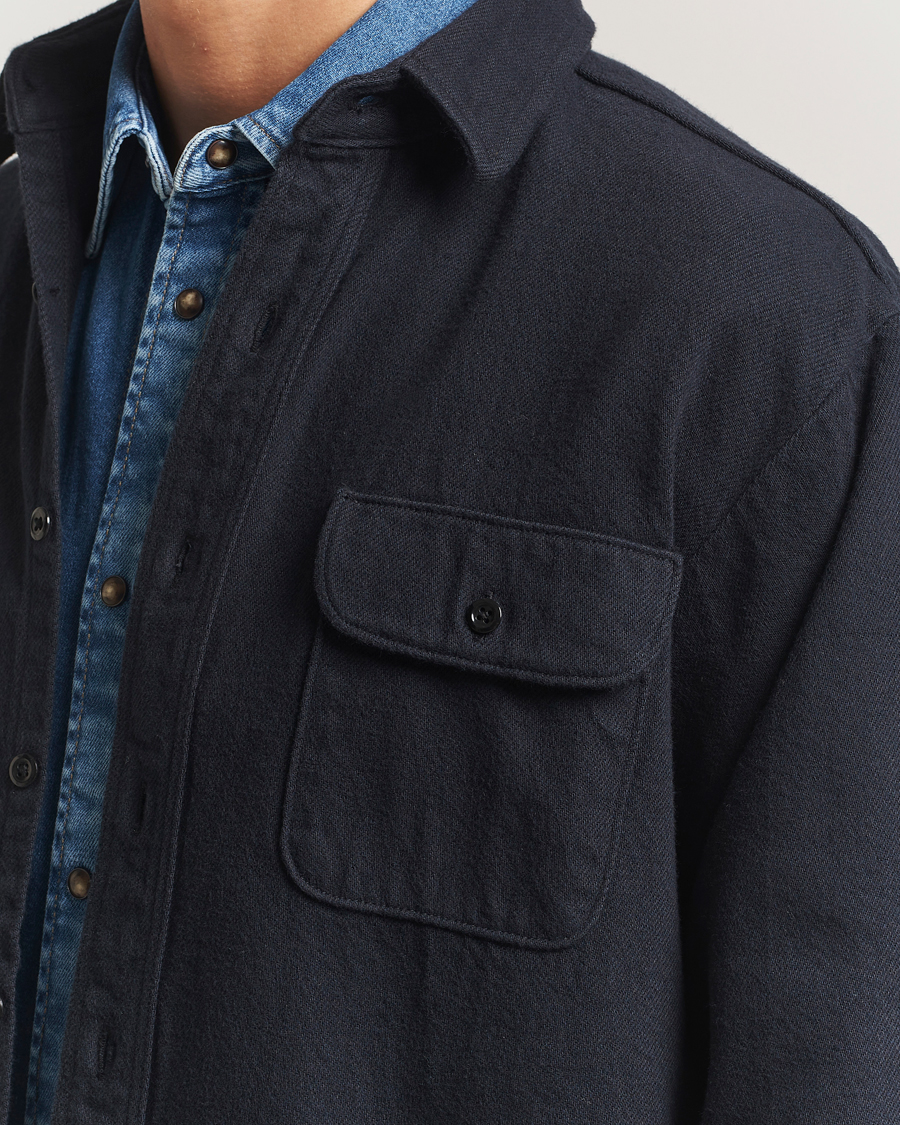 Herren | Hemden | orSlow | Brushed Flannel Overshirt Navy