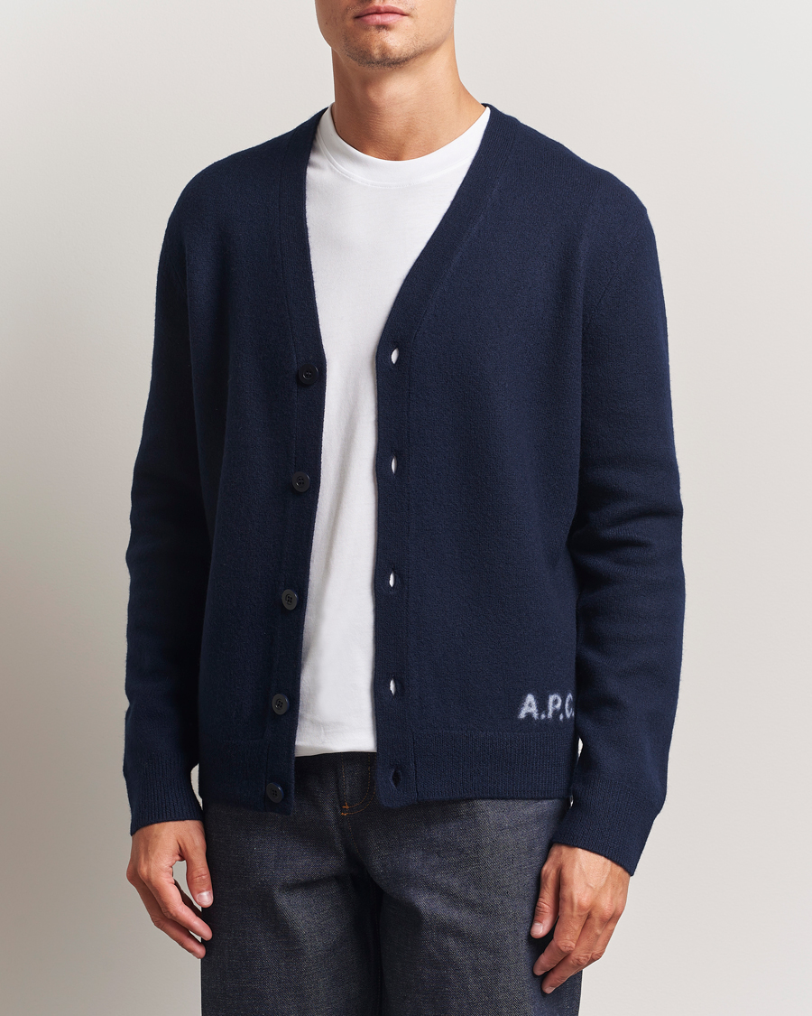 Herren | Pullover | A.P.C. | Kenny Wool Knitted Cardigan Dark Navy
