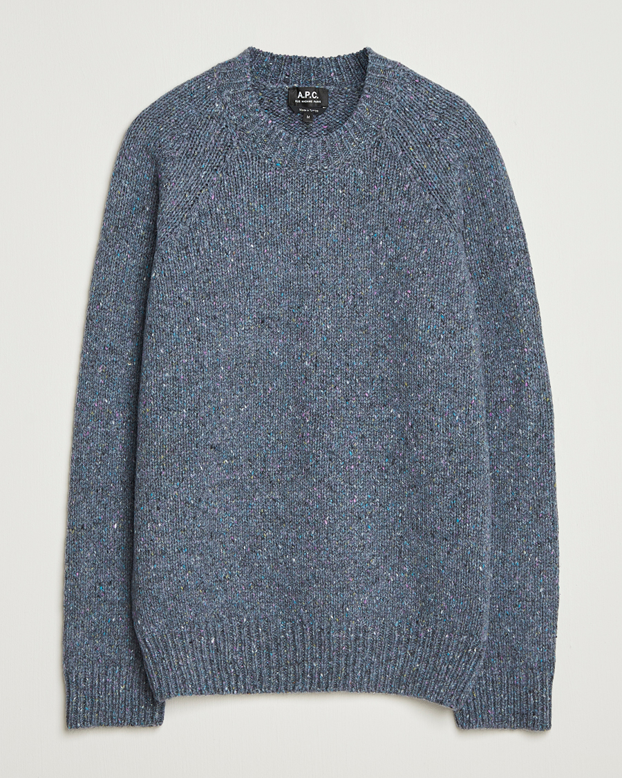 Herren | Pullover | A.P.C. | Harris Wool Knitted Sweater Blue Grey