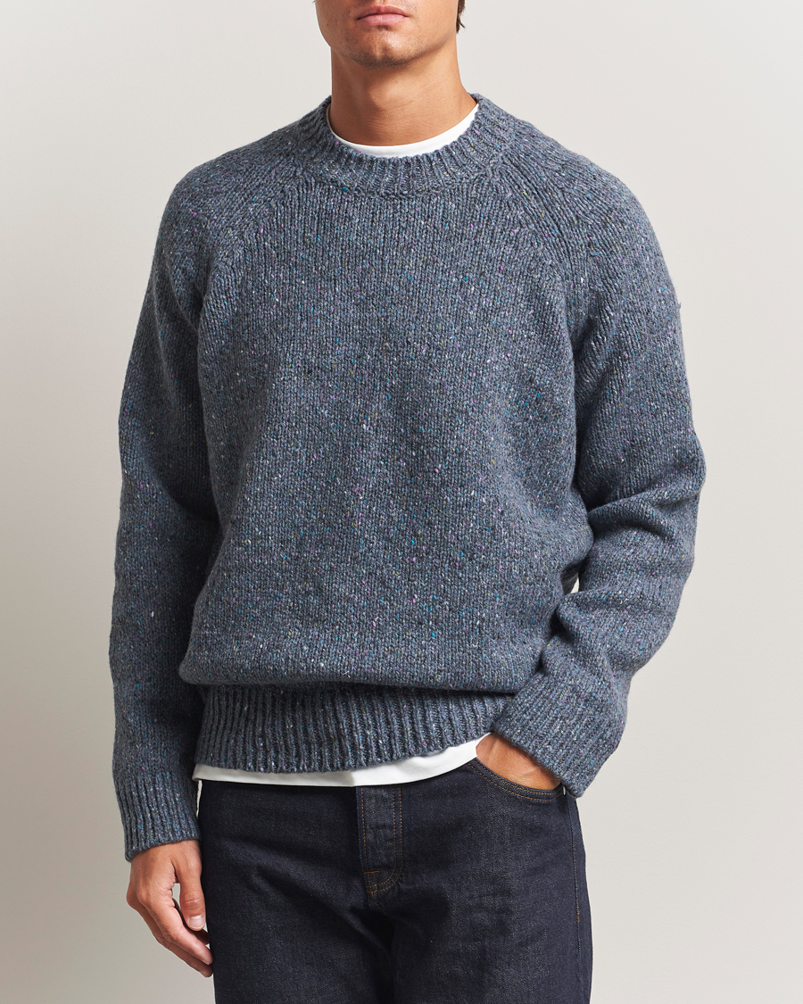 Herren | Pullover | A.P.C. | Harris Wool Knitted Sweater Blue Grey