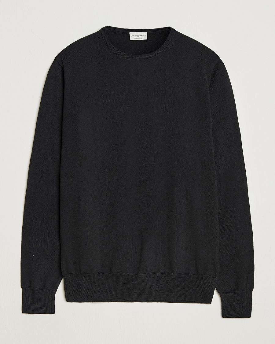 Herren | Pullover | Morgano | Extra Fine Merino Wool Crewneck Black