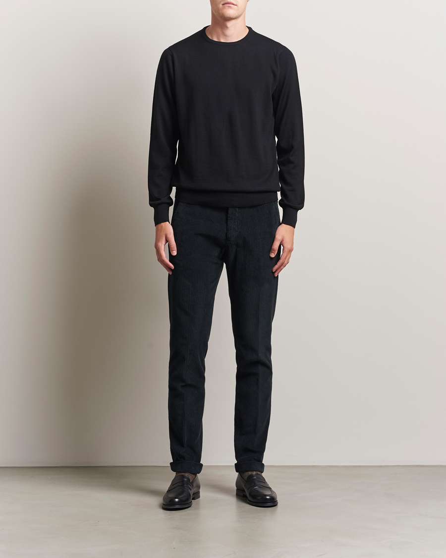 Herren | Pullover | Morgano | Extra Fine Merino Wool Crewneck Black
