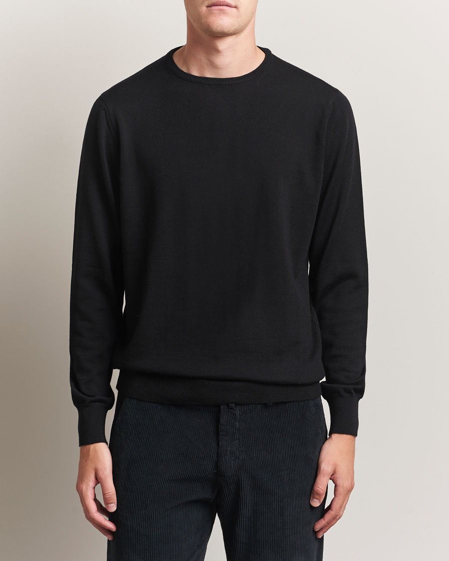 Herren | Pullover | Morgano | Extra Fine Merino Wool Crewneck Black