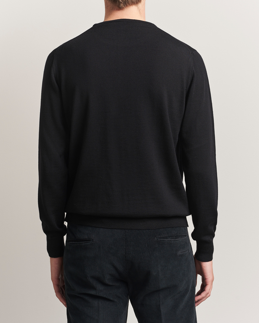 Herren | Pullover | Morgano | Extra Fine Merino Wool Crewneck Black