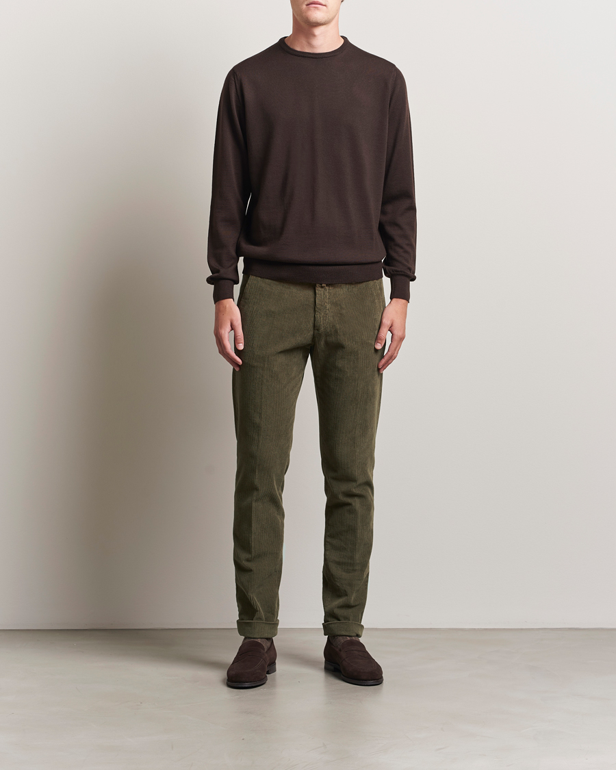 Herren | Pullover | Morgano | Extra Fine Merino Wool Crewneck Dark Brown