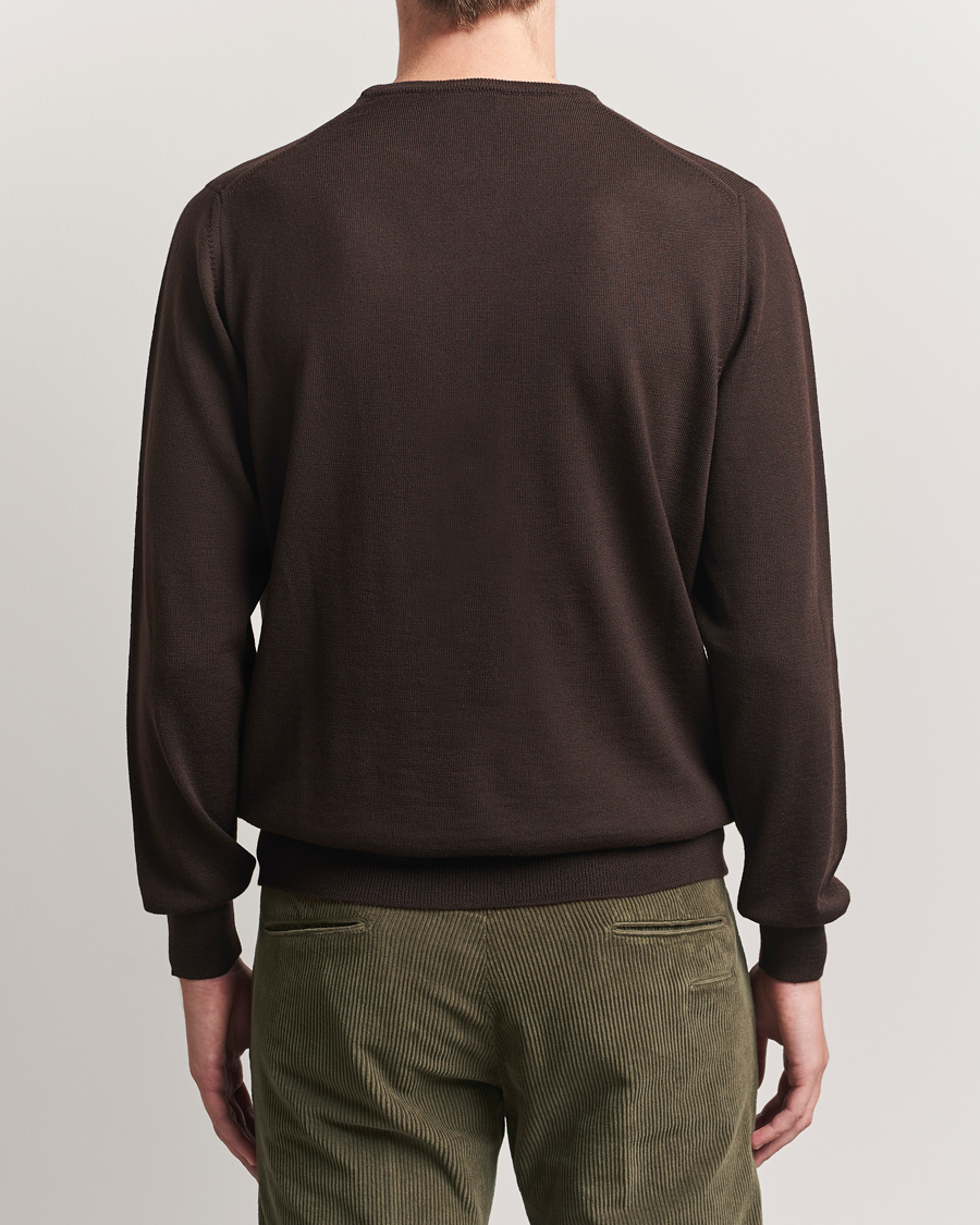 Herren | Pullover | Morgano | Extra Fine Merino Wool Crewneck Dark Brown