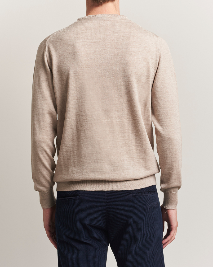 Herren | Pullover | Morgano | Extra Fine Merino Wool Crewneck Beige