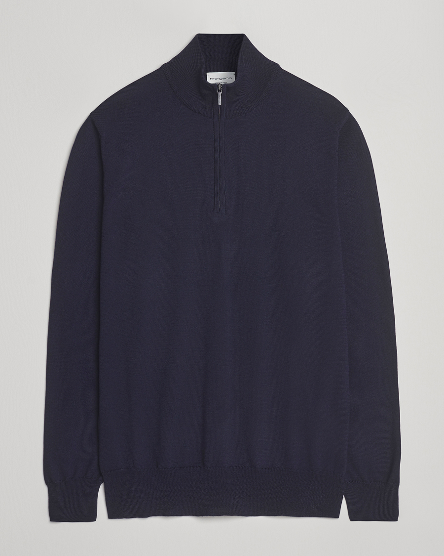 Herren | Pullover | Morgano | Extra Fine Merino Wool Half-Zip Navy