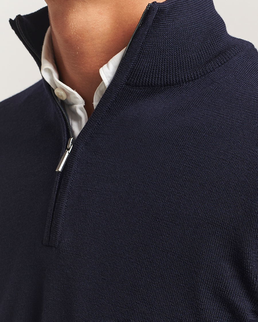 Herren | Pullover | Morgano | Extra Fine Merino Wool Half-Zip Navy