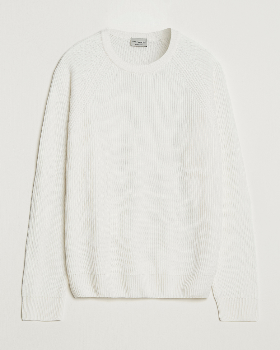 Herren | Pullover | Morgano | Merino Knitted Fisherman Ribb White