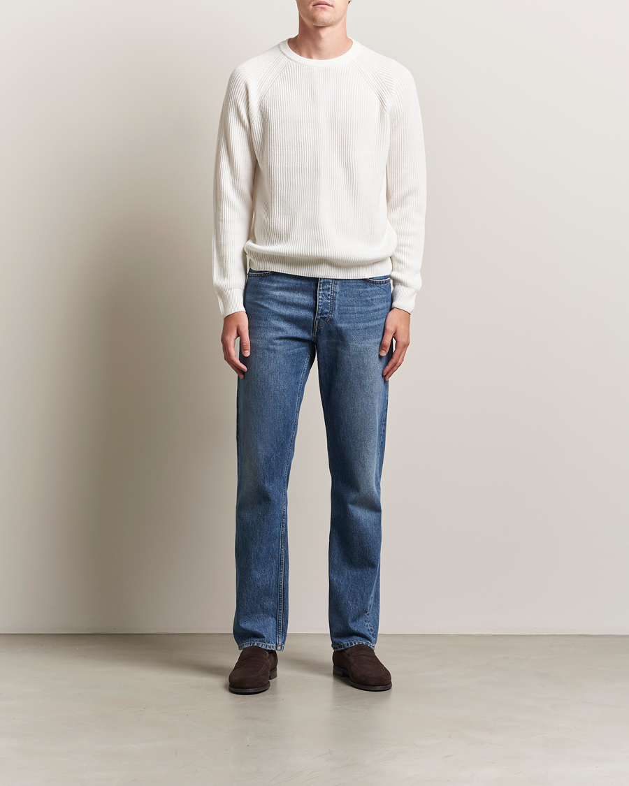 Herren | Pullover | Morgano | Merino Knitted Fisherman Ribb White