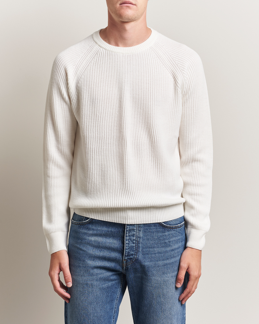 Herren | Pullover | Morgano | Merino Knitted Fisherman Ribb White
