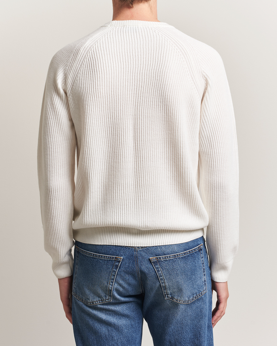 Herren | Pullover | Morgano | Merino Knitted Fisherman Ribb White