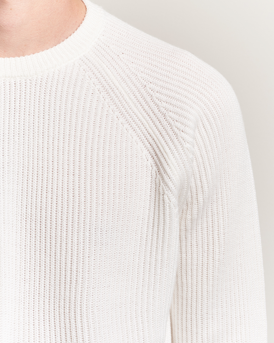 Herren | Pullover | Morgano | Merino Knitted Fisherman Ribb White