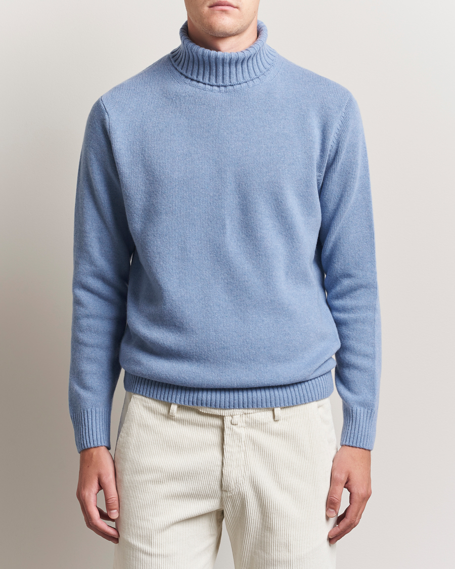 Herren | Pullover | Morgano | Wool/Cashmere Heavy Knit Rollneck Light Blue