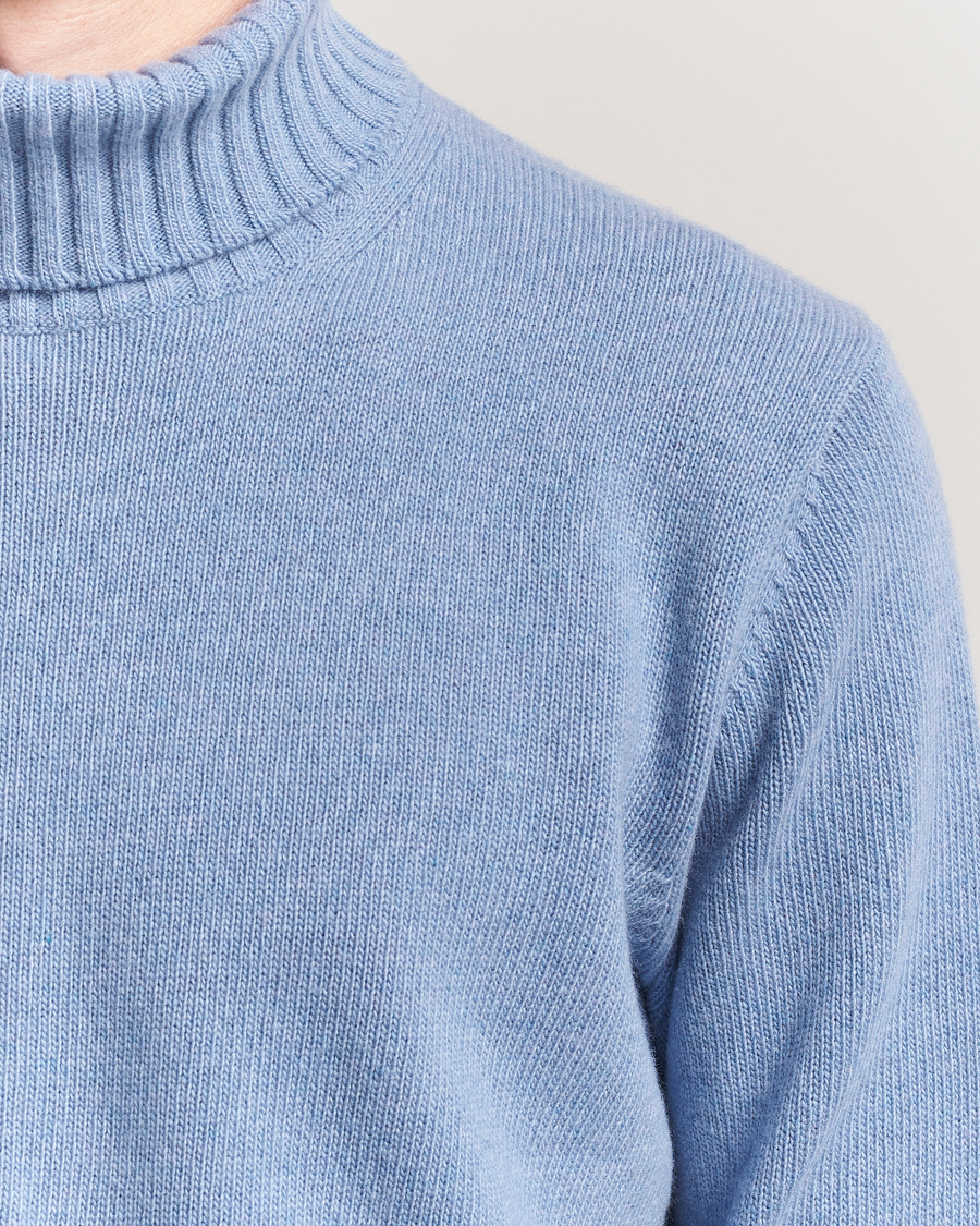 Herren | Pullover | Morgano | Wool/Cashmere Heavy Knit Rollneck Light Blue