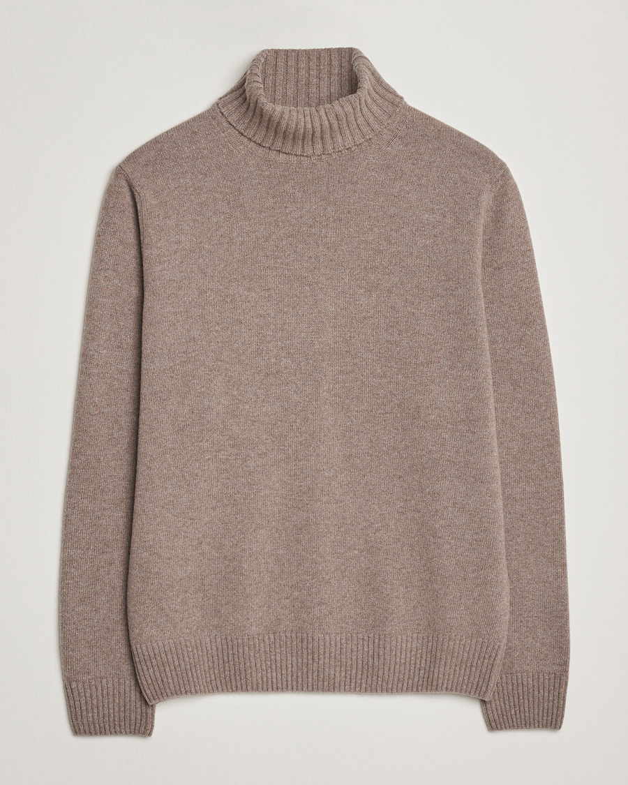 Herren | Pullover | Morgano | Wool/Cashmere Heavy Knit Rollneck Light Brown