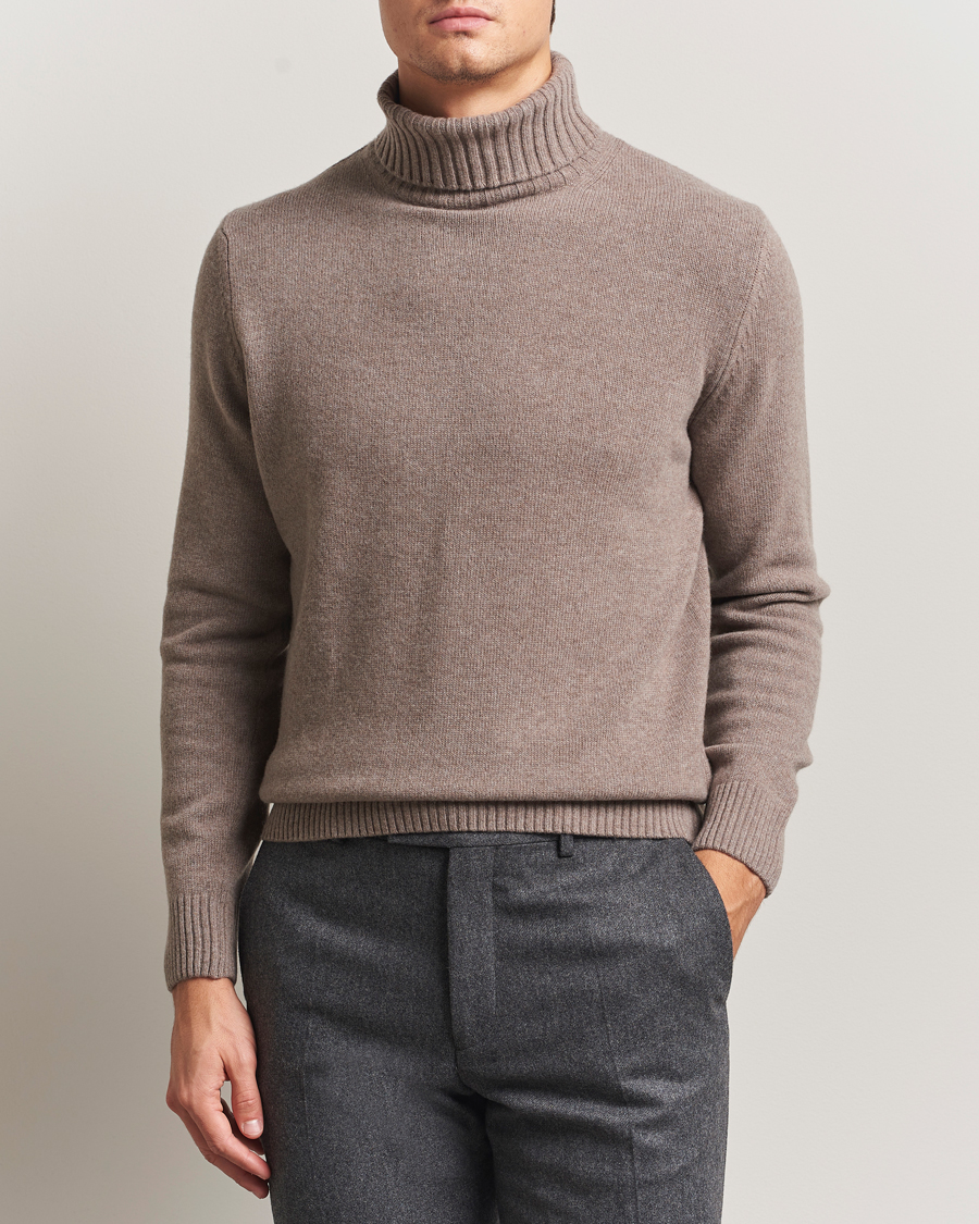 Herren | Pullover | Morgano | Wool/Cashmere Heavy Knit Rollneck Light Brown