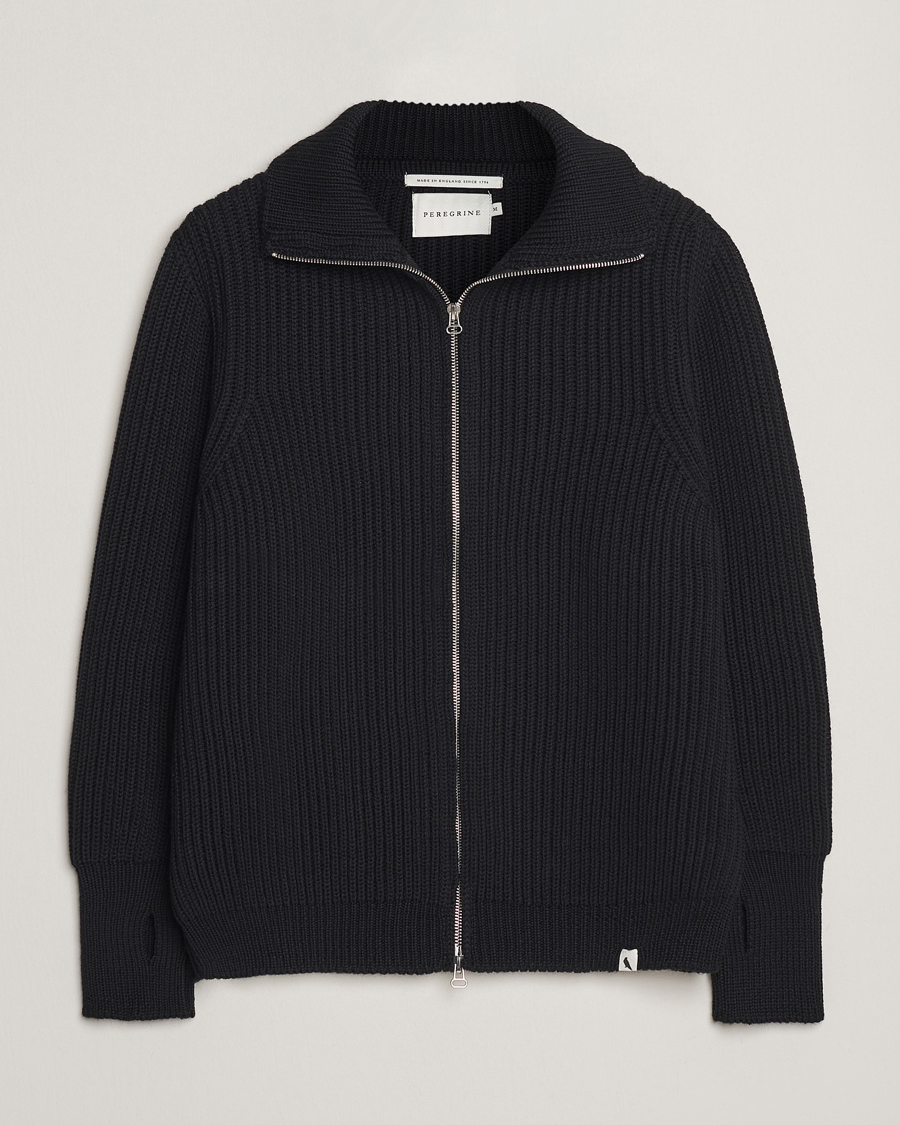 Herren | Pullover | Peregrine | Fisherman Merino Zip Cardigan Black