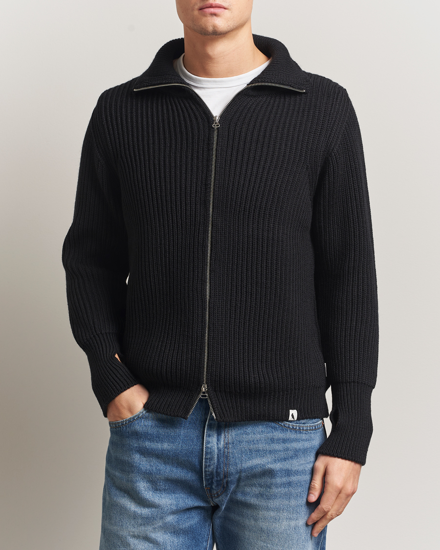 Herren | Pullover | Peregrine | Fisherman Merino Zip Cardigan Black